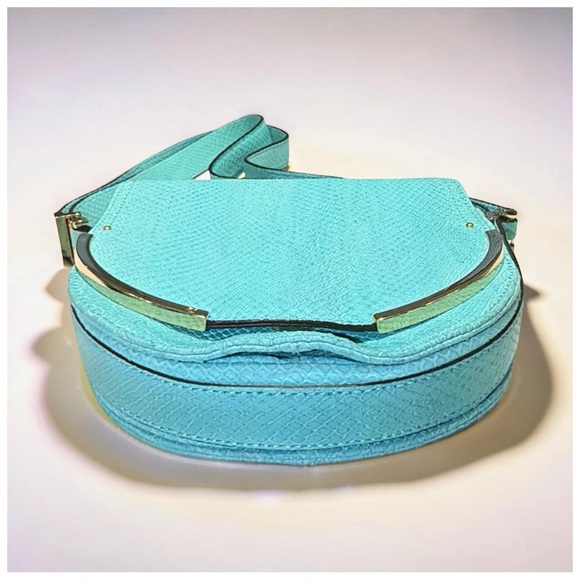 Stefano Orsi Firenze Turquoise Leather Saddle Crossbody Bag Gold Hardware Italy - Picture 3 of 15